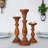Mela Artisans Tuli Handcrafted Candleholder in Medium Polish, Set of 3-126336161