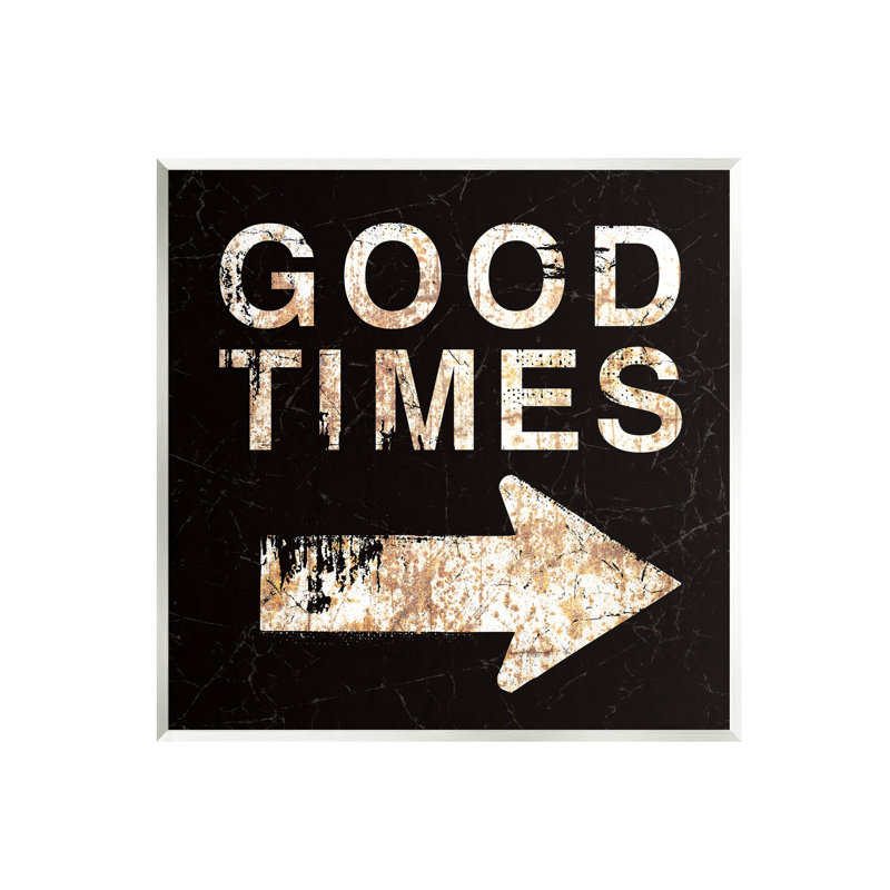 Axe-310-Bois Good Times flèche pointant vers la droite par Peter Horjus, Plaque en bois, H 12 po x l 12 po x P 0,5 po