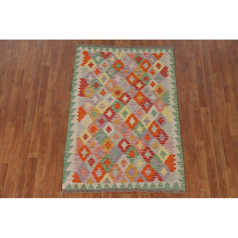 Multolor Kilim Reversible Wool Rug 4x5