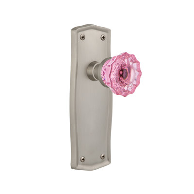 Plaque Prairie avec bouton de porte rose cristal