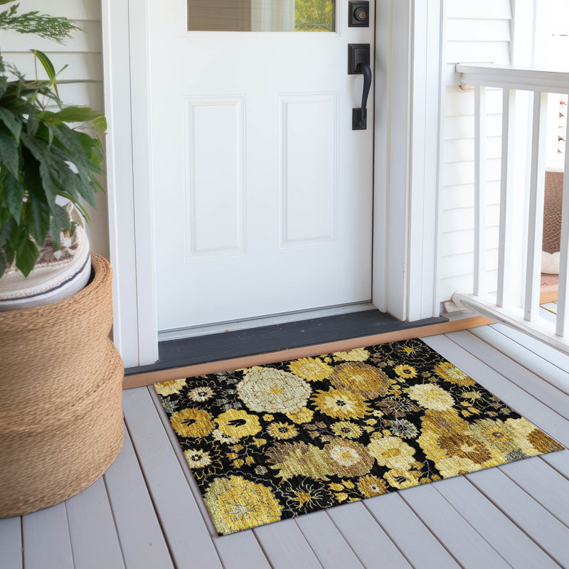 Machine Washable Indoor/Outdoor Emelia ACN2294 Floral Rug, Rectangle 1'8" x 2'6"