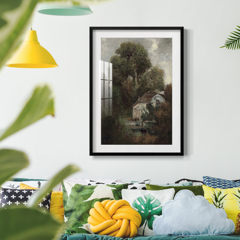 Vintage Landscape CXCIV - Matted and Framed Under Acrylic Glass, Large Living Room Wall Art