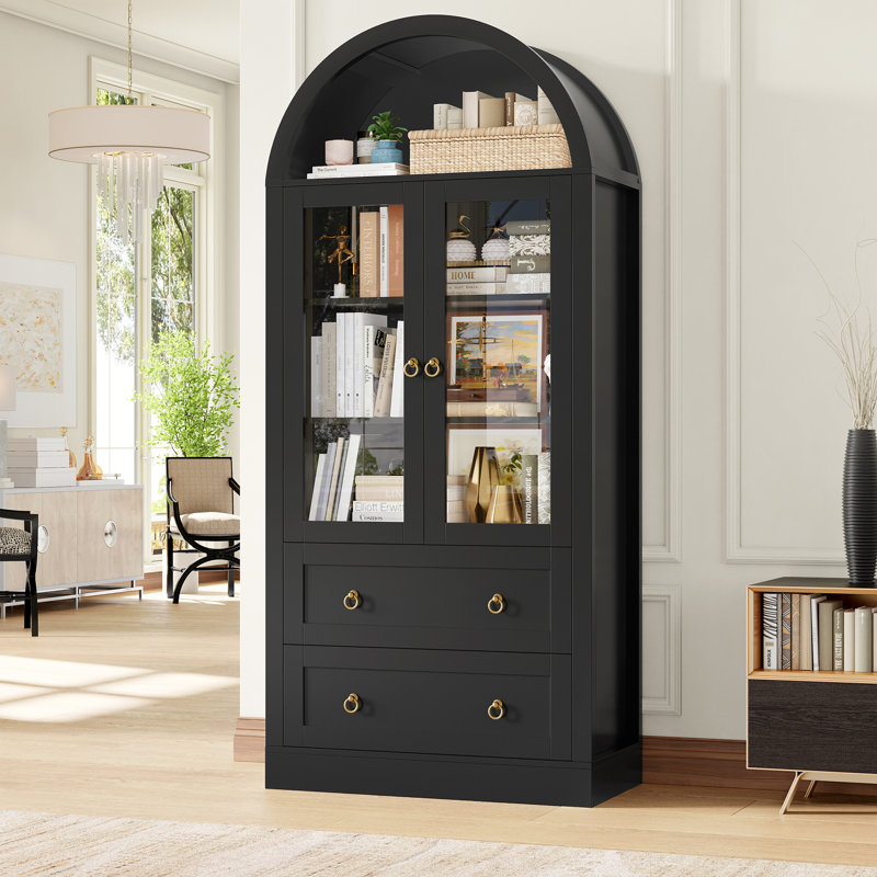 2 - Door Accent Cabinet With 2 Drawers, Black