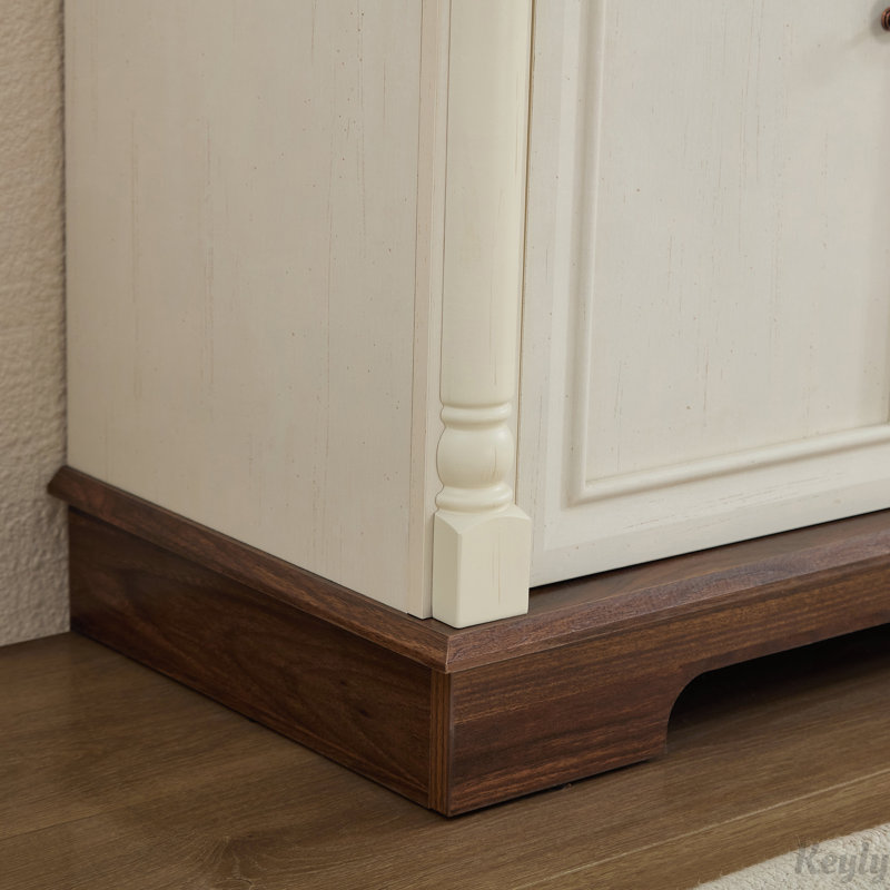 Armoire de rangement de style campagnard avec tiroirs et portes, Noyer/blanc