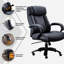 Grand fauteuil de direction ergonomique à haut dossier de 500 lb avec siège de 7 pouces d'épaisseur et base stable-705495087