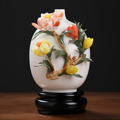 Handcrafted Ceramic Vase With Blooming Design – Refined Living Room Accent