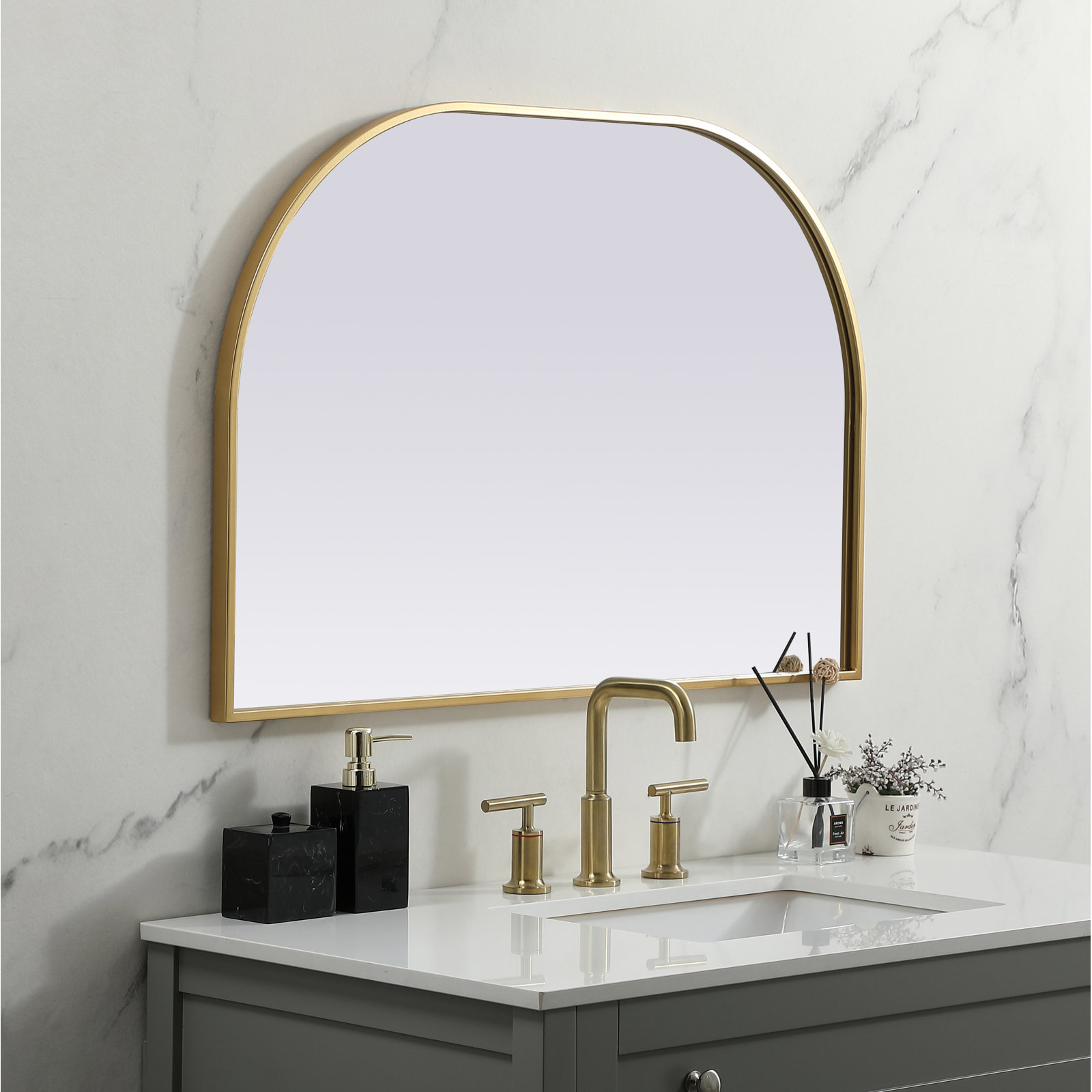 Sabine Accent Mirror, Brass, 24" x 36"