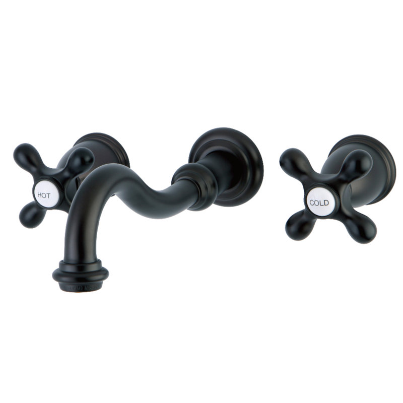 Kingston Brass Vintage Two-Handle 3-Hole Wall Mount Bathroom Faucet, Oil Rubbed Bronze