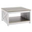 Table basse carrée de style champêtre de 80 cm (31,5 po), avec compartiment de rangement ouvert, table basse rustique en bois pour salon, chambre, appartement, studio, gris et blanc