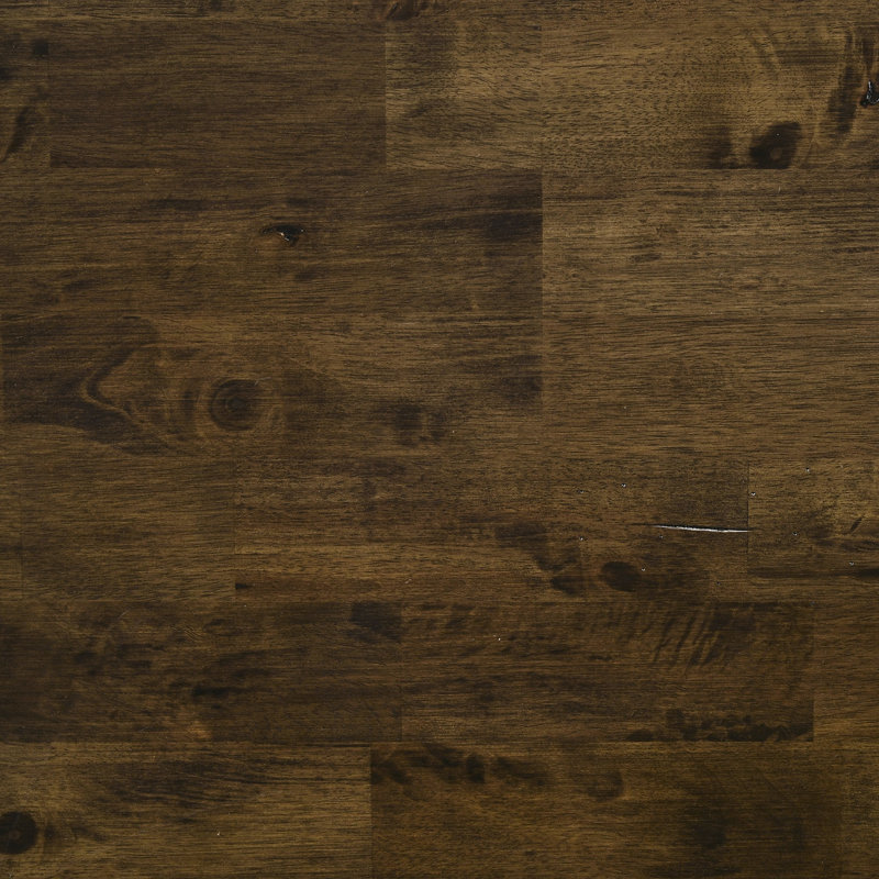 Banc de salle à manger de 47 pouces en bois d'hévéa massif avec aspect noyer muscade, siège lisse, bords usés et base à tréteaux pour banc décoratif, avec contour traditionnel