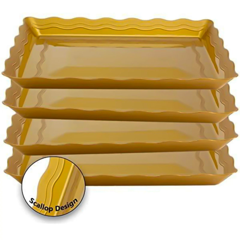 House Of Hampton® Empriss Plastic Tray, Gold, 9" W x 18" L