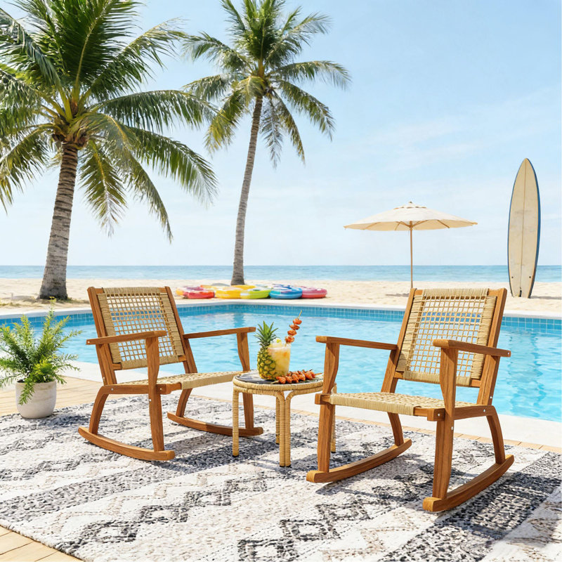 Ensemble de 2 chaises berçantes d'extérieur