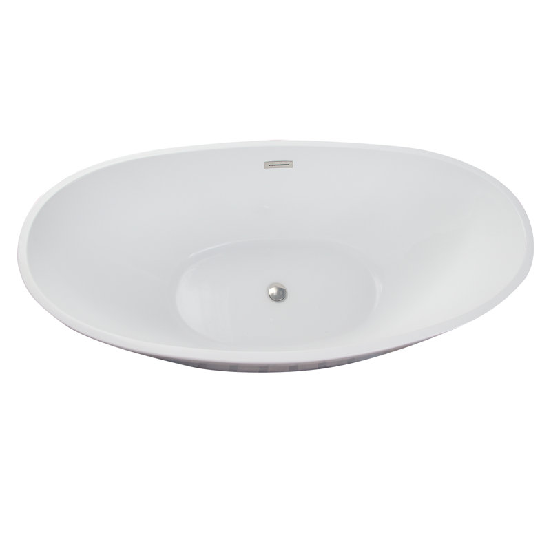 Newman 62'' x 30.5'' Soaking Acrylic Bathtub, Polished Nickel
