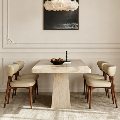 Table de salle à manger rectangulaire moderne et minimaliste avec plateau en pierre frittée