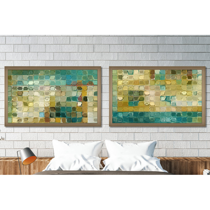 «Tile Art on Canvas» # 5 2016 - Ensemble de 2 reproductions d'art graphique sur acrylique encadrées