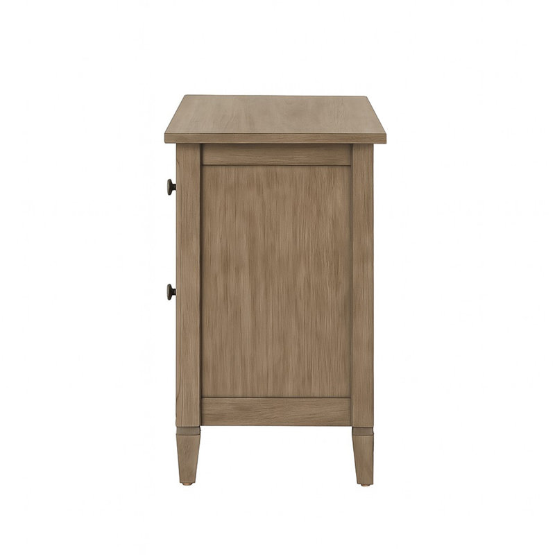 2-Drawer Nightstand With Round Bronze Pull Knobs