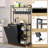 Kitchen Bakers Rack with Power Outlets, Microwave Oven Organizer with Tilt Out Trash Can Cabinet Storage Shelf 6 Tiers-823726171
