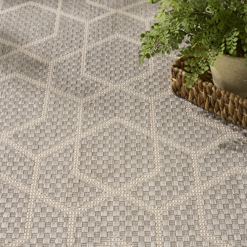 Reidy Modern Indoor/Outdoor Rug, Rectangle 9' x 12', Gray