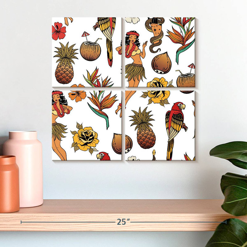 Motif hawaïen tropical Kerner, H 18 po x l 18 po