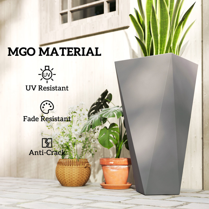 Kise Pot Planter, Gray, 28.75" H x 24.5" W x 20.5" D
