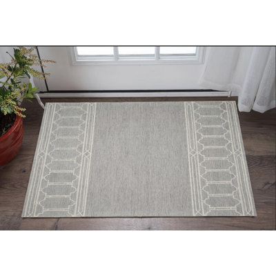 Jeweldene Grey Wool Ogee Hand Tufted Area Rug