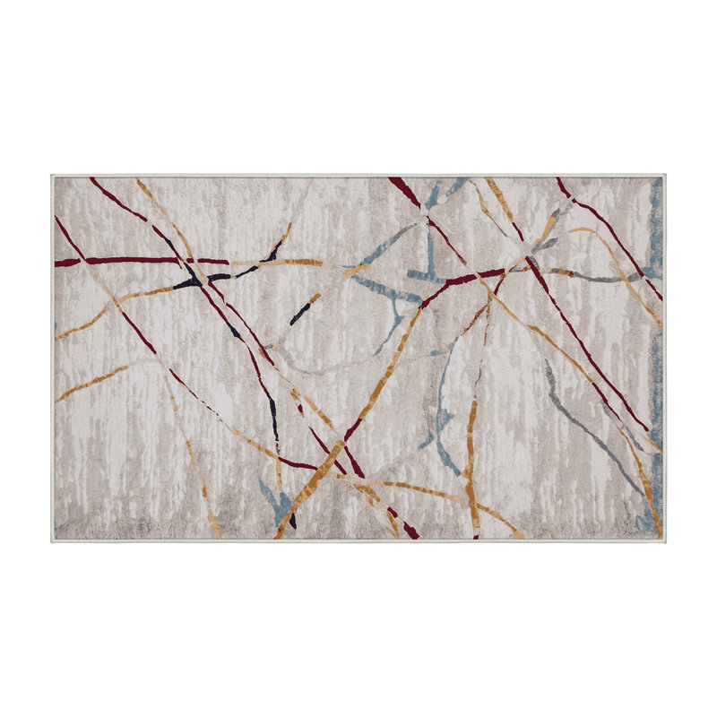 Tapis beige lavable à la machine, Rectangle 2 pi x 3 pi