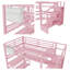 Lit mezzanine pour lit double avec rangement pour escalier AVELOR, bureau intégré en L, garde-robe et ensemble d'éclairage à DEL - espace de travail et garde-robe inclus-2134207966