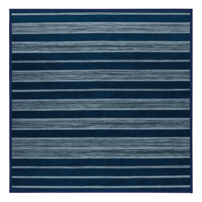 Tapis bleu à rayures horizontales lavable à la machine