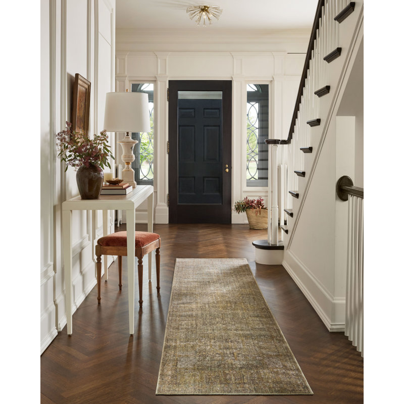 Jean Stoffer x Loloi Bradbury Dove / Gold Area Rug, Runner 2'6" x 10'