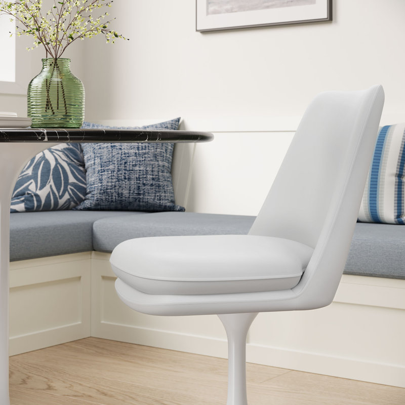 Chaise pivotante en cuir Lippa, Blanc, Blanc