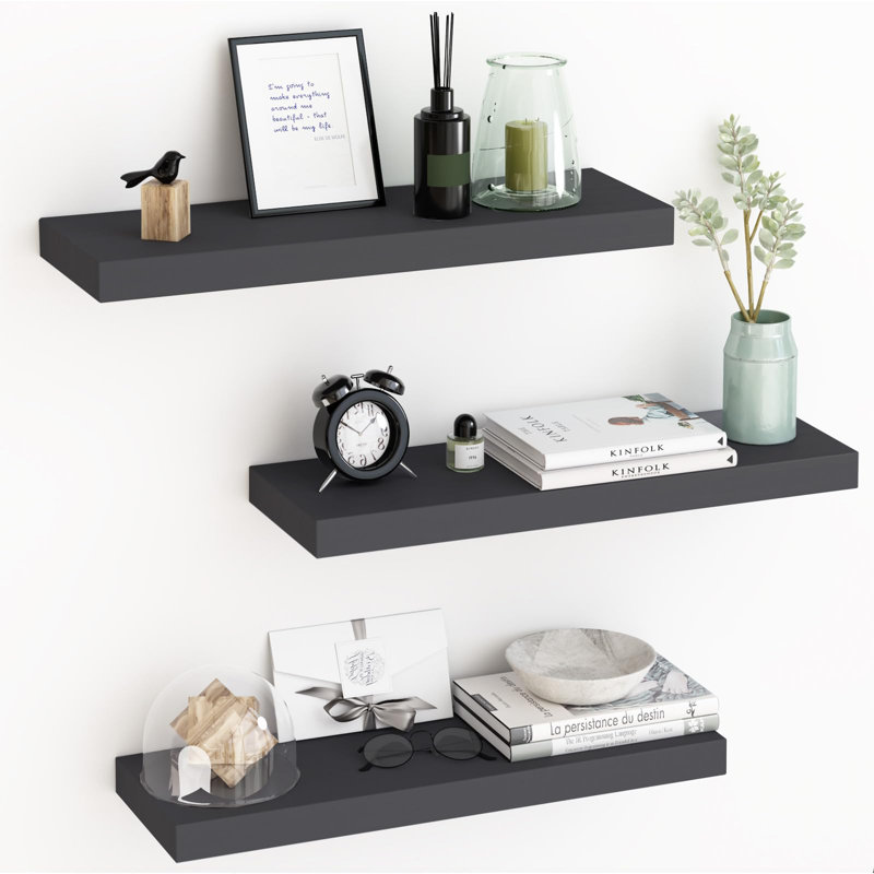 Cahya 3 Piece Floating Shelf, Black