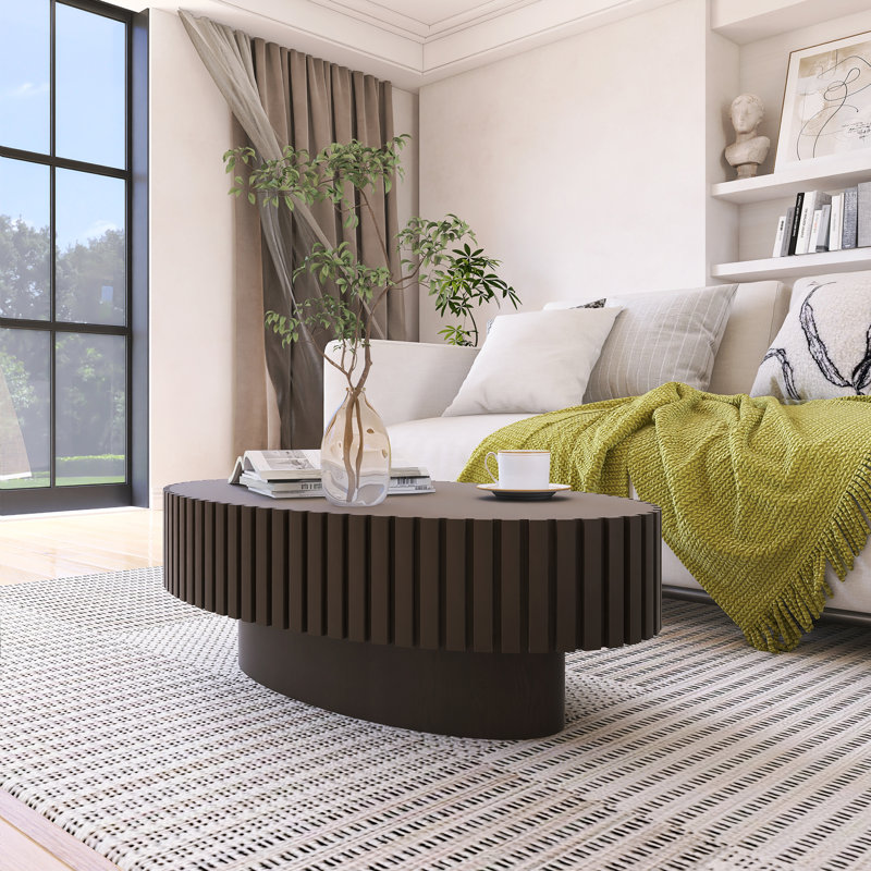 Table basse ovale en bois, Noir
