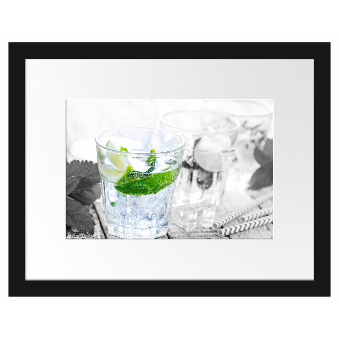 Gerahmtes Poster Mojito-Gläser mit Minze