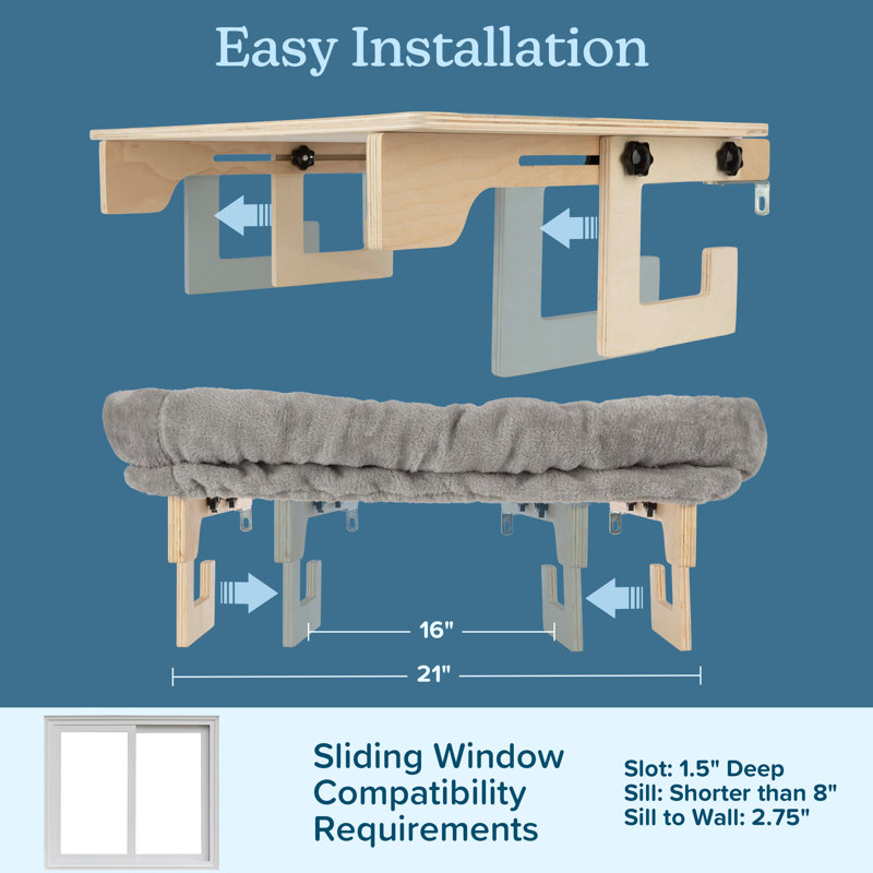 PETMAKER Cat Bed For Window - Cat Window Perch With Removable Washable Cover - Cat Window Hammock With Sturdy Frame For Large Cats - Cat Beds For Indoor Cats