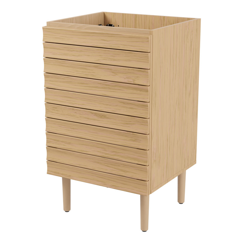 Aubier l 20 po x P 18 po x H 33 po Meuble-lavabo de salle de bain à lattes linéaires à 2 tablettes d'épaisseur seulement (lavabo non inclus), chêne
