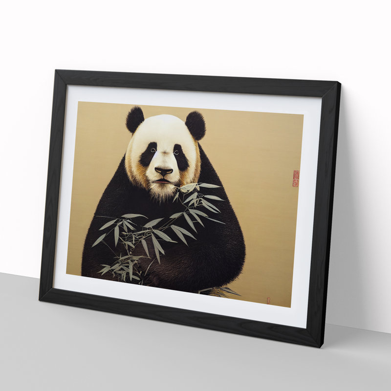 Irresistible Panda - Single Picture Frame Print, Black Framed, 46cm H x 64cm W x 2cm D