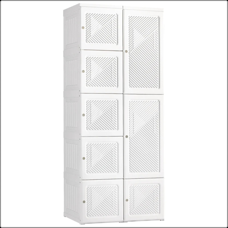 Armoire portative pliante avec 6 compartiments et tringle