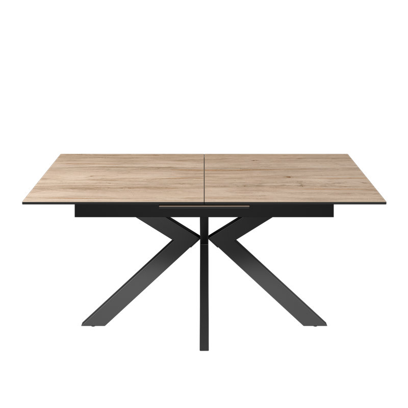 Extendable Metal Base Dining Table, 75cm H x 160cm L x 90cm W, Wood Look