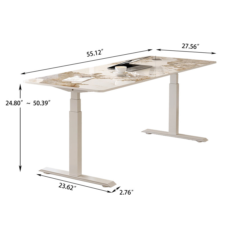 Bureau moderne à hauteur réglable 59,06 po, H 50,39 po x l 55,12 po x P 27,56 po