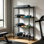 Étagère de rangement robuste en métal à 4 niveaux, tablettes réglables en fil métallique avec roulettes, capacité de 400 lb par tablette, charge totale de 1 600 lb, pour la maison, le garage, l'atelier, 36 po x l 14 po x H 54 po, noir