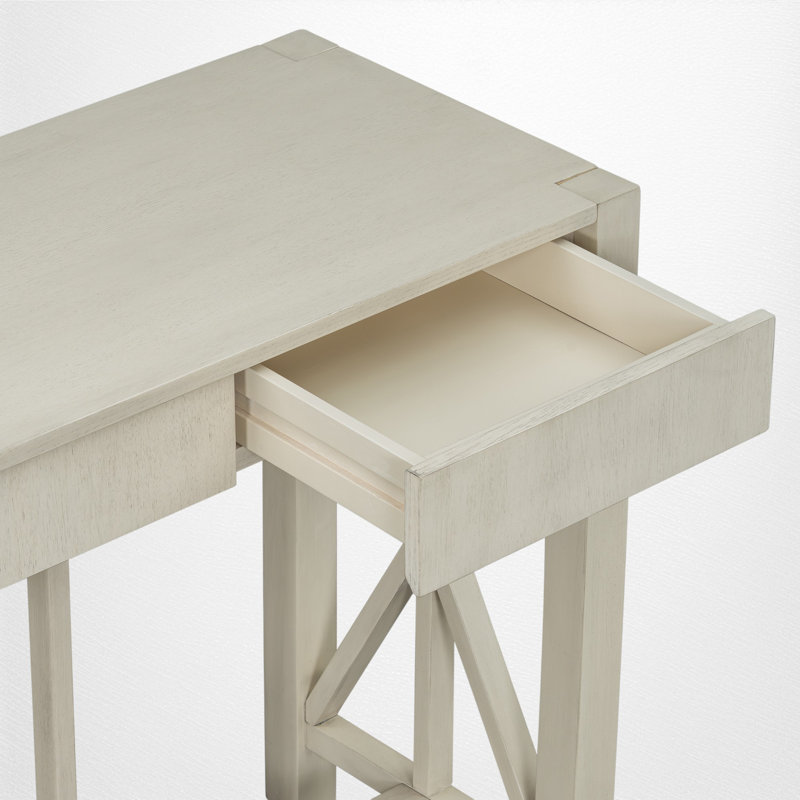 Console en placage d'acacia avec 4 tiroirs et base en X Anlen, Beige