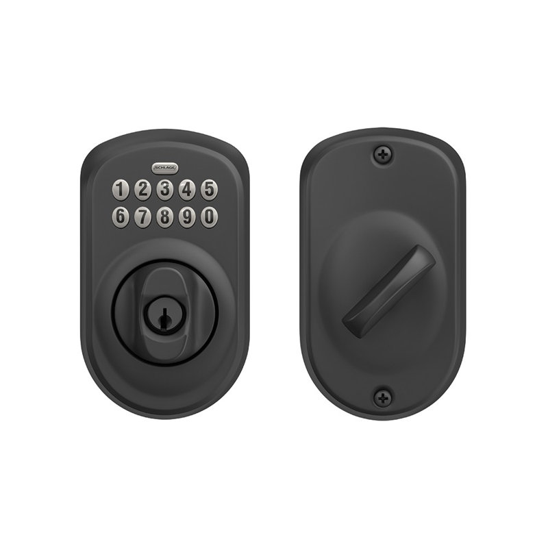 Schlage Keypad Deadbolt with Plymouth Trim, Matte Black