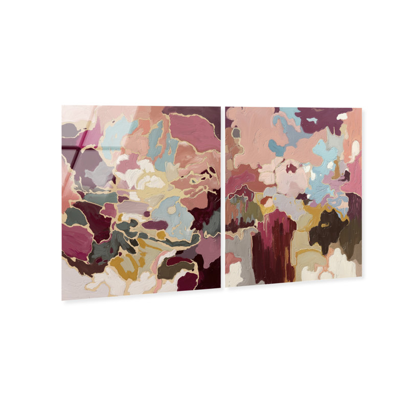 Ruby Lovers Set High-Gloss Frameless Acrylic Glass Wall Art Abstract Print by Oliver Gal, Ready to Hang, 16 x 20, 30"H x 36"W