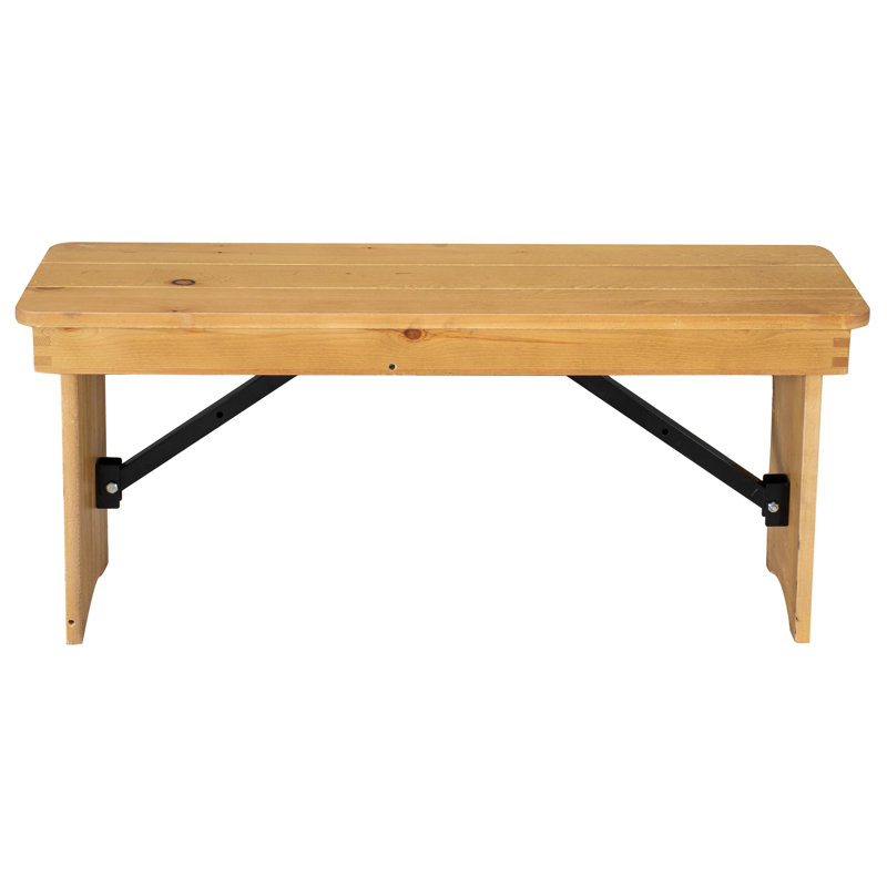 Dejon 40" x 12" Commercial Grade Rustic Solid Pine Folding Bench by Flash Furniture, Light Natural