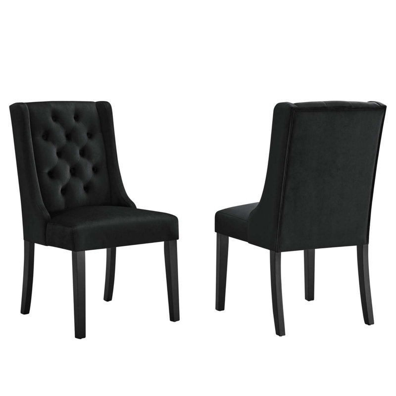 Modway Baronet Performance Velvet Dining Chairs - Set of 2, Black