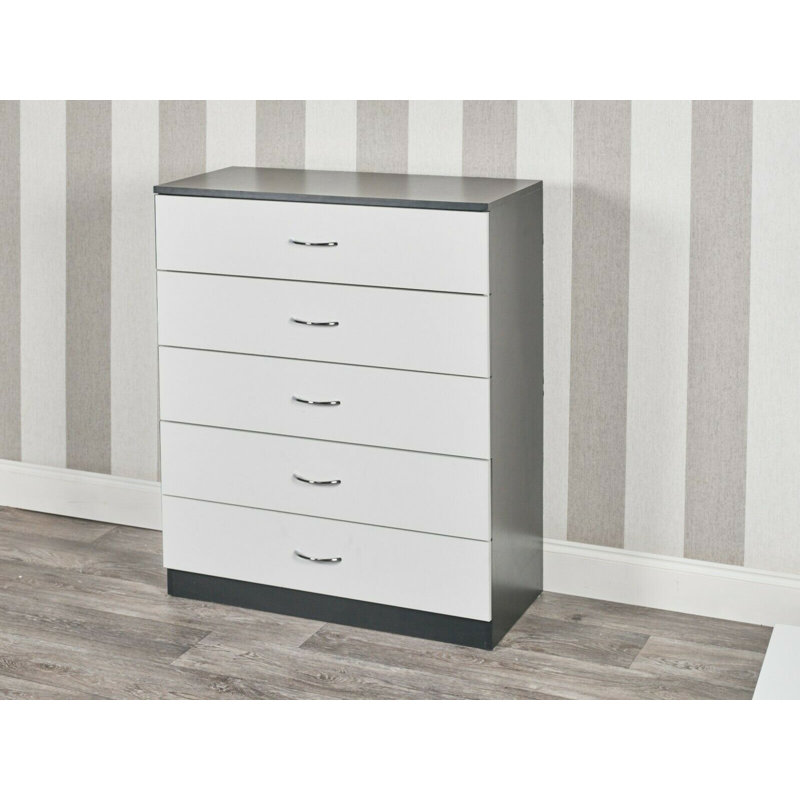 Keever 75cm W 5 - Drawer Chest of Drawers, Black/White