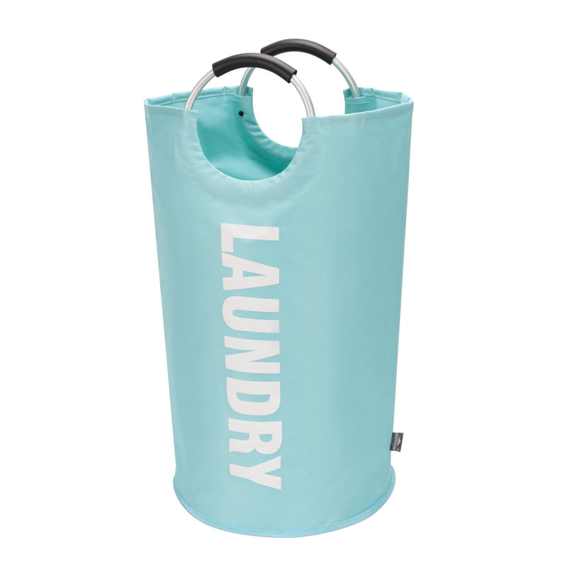 Fabric Laundry Basket with Handles, Light Blue