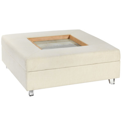 Austin Allen James Coffee Table - Square - Cream Upholstery with Clear Acrylic legs