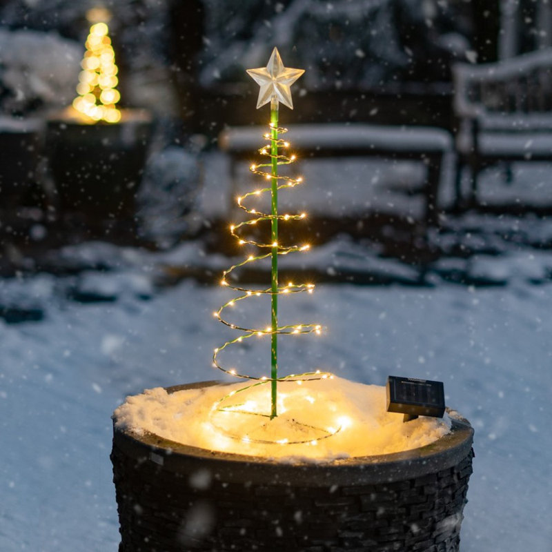 Arbre de Noël d'extérieur à DEL solaire 2 pi avec lumières DEL, Blanc chaud
