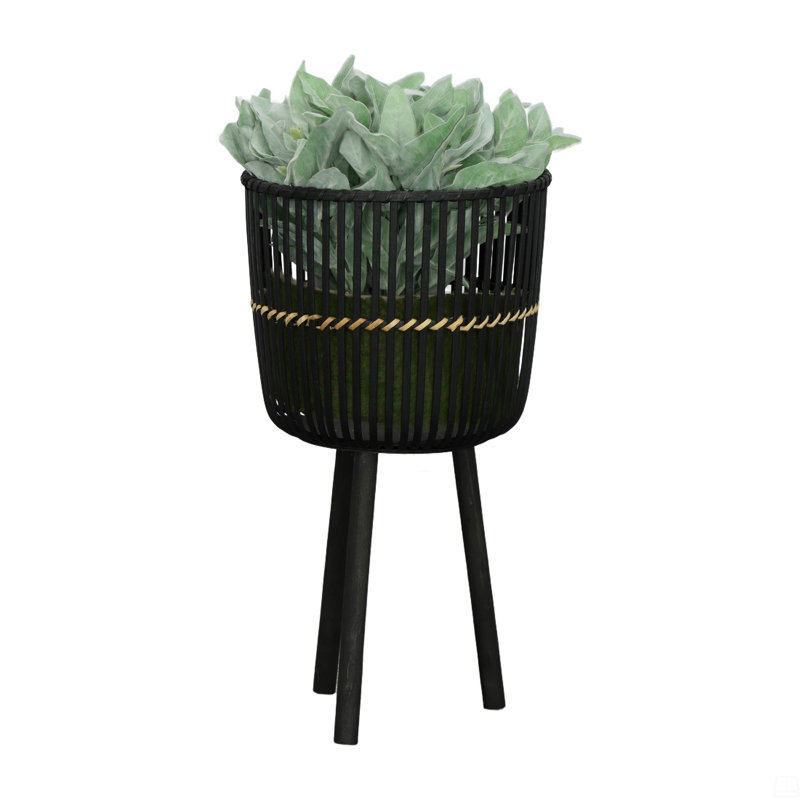 Jardinières en bambou S / 3 11/13/15 po, H 27 po x l 15 po x P 15 po, Noir